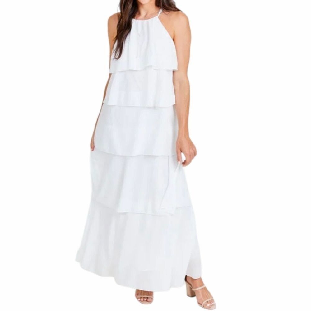 NWT Altar'd State White "Make It Happen" Tiered/Layered Maxi Dress Size Small
